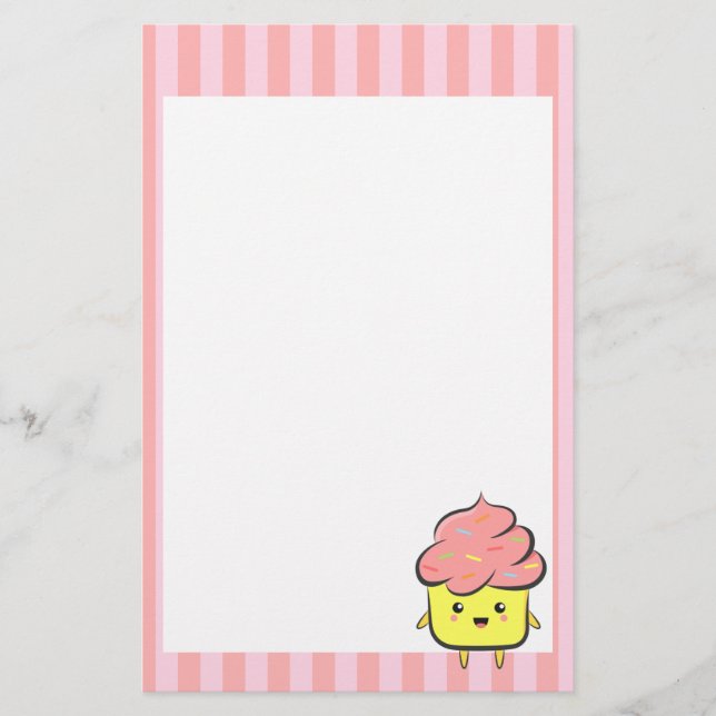 Glatt och kawaii cupcakes med färgglada strössel brevpapper (Framsida)