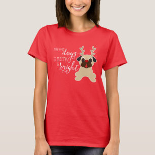 Glatt och ljust lisma mopsjulrenen t-shirt