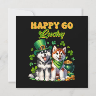 Glatt och lyckligt sött husky St. Patricks dag Inbjudningar