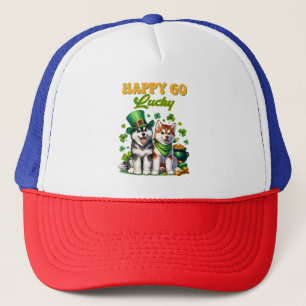 Glatt och lyckligt sött husky St. Patricks dag Keps