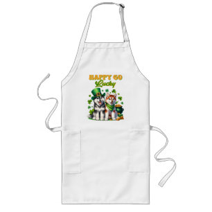 Glatt och lyckligt sött husky St. Patricks dag Långt Förkläde