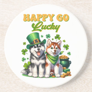 Glatt och lyckligt sött husky St. Patricks dag Underlägg