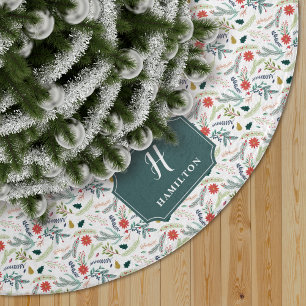 Glatt olivodlingsmonogram julgransmatta borstad polyester