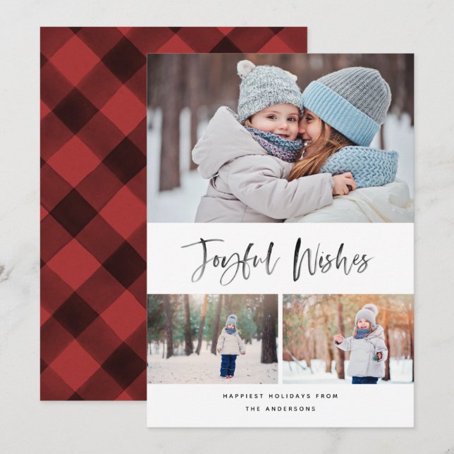Glatt Önskemål Modern Penselskript - fotopul Julkort (Fram/baksida)