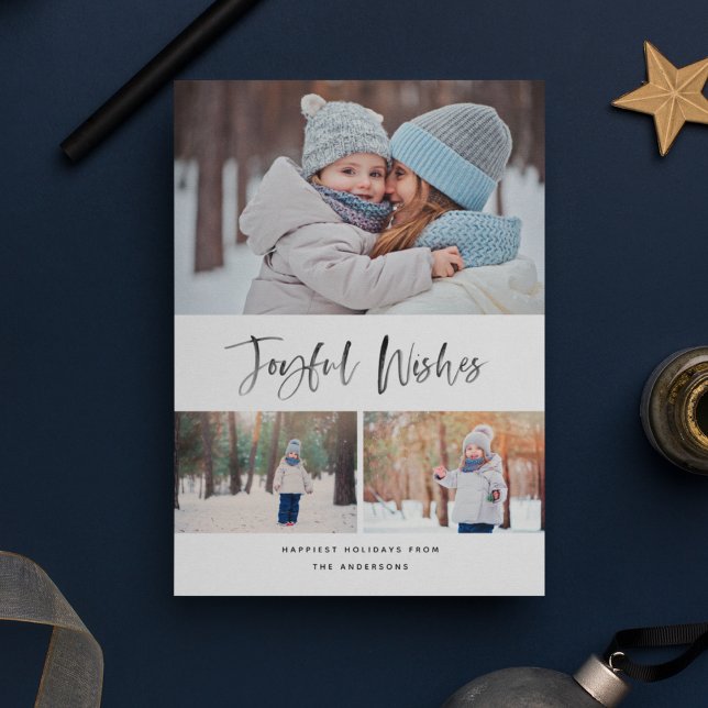 Glatt Önskemål Modern Penselskript - fotopul Julkort (Skapare uppladdad)