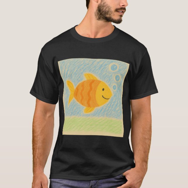 Glatt orange fisk med bubblor t shirt (Framsida)