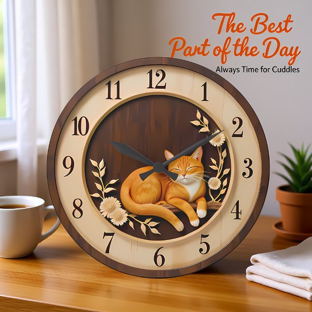Glatt orange tabby natur stor klocka (Skapare uppladdad)
