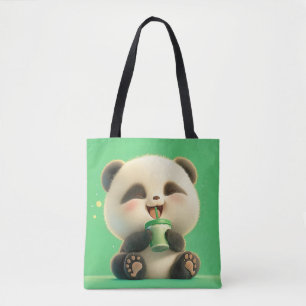 Glatt Panda Sipping Tea Tygkasse