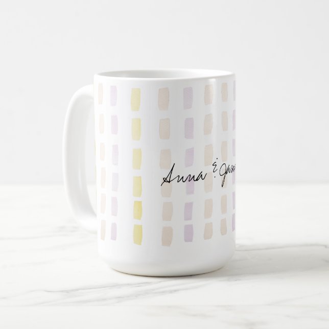 Glatt Par Geometriskt Vattenfärg Mönster Kaffemugg (Framsida vänster)