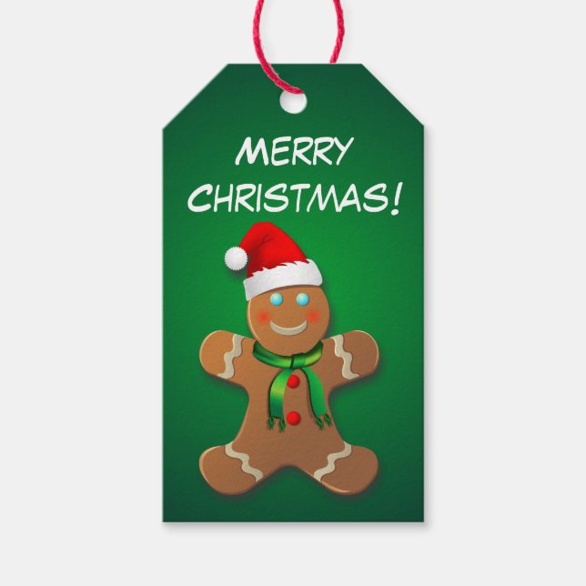 Glatt Pepparkaksgubbe med tomten Presentetikett (Framsidan)