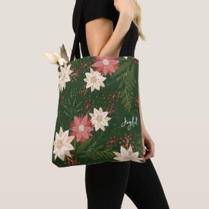 Glatt Poinsettia-Helgdag för festlig Grönt Tygkasse