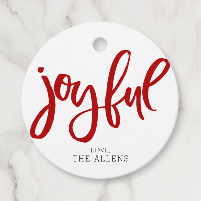 Glatt Red Calligraphy Helgdag Gift Gåvor Etiketter (Framsida)