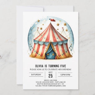 Glatt redigerbar Stollig Circus-födelsedag Inbjudningar