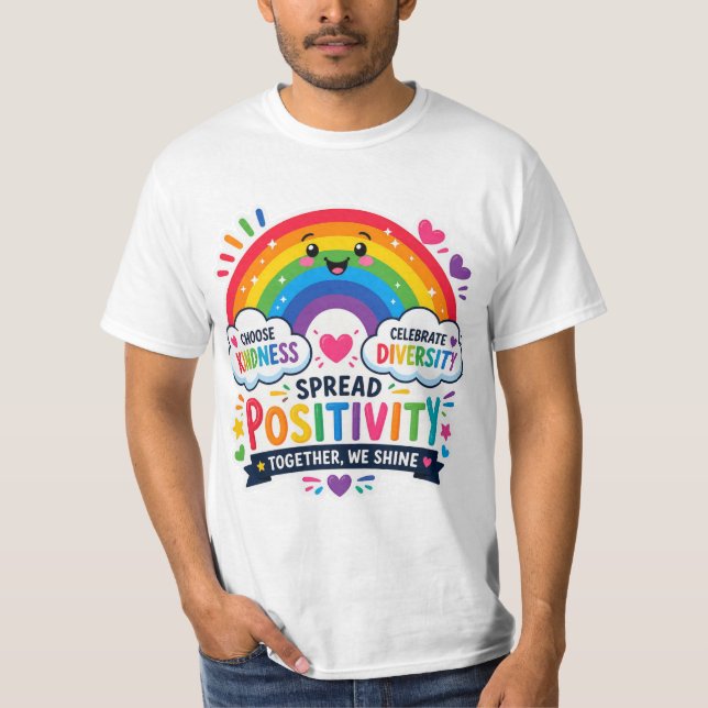 Glatt regnbågspositivitet & mångfald t-shirt (Framsida)