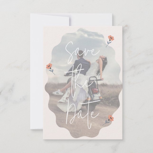 Glatt Retro Rosa Bröllop spara datum-kort Tack Kort (Framsida)