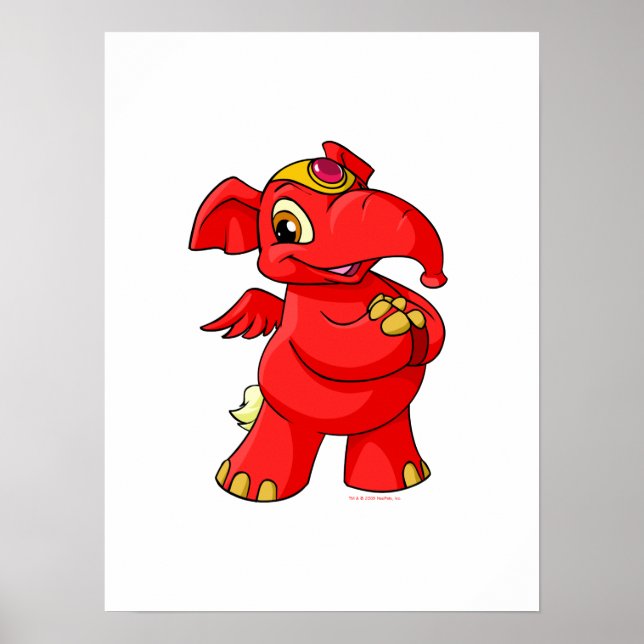 Glatt röd Elephante Poster (Framsidan)