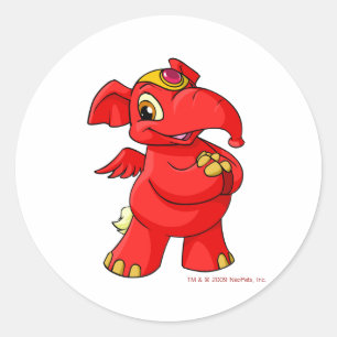 Glatt röd Elephante Runt Klistermärke