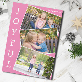 Glatt Rosa 3 Kids Photo Collage Cute Jul Julkort