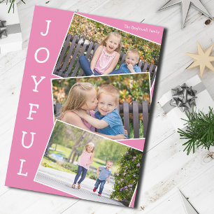 Glatt Rosa 3 Kids Photo Collage Cute Jul Julkort