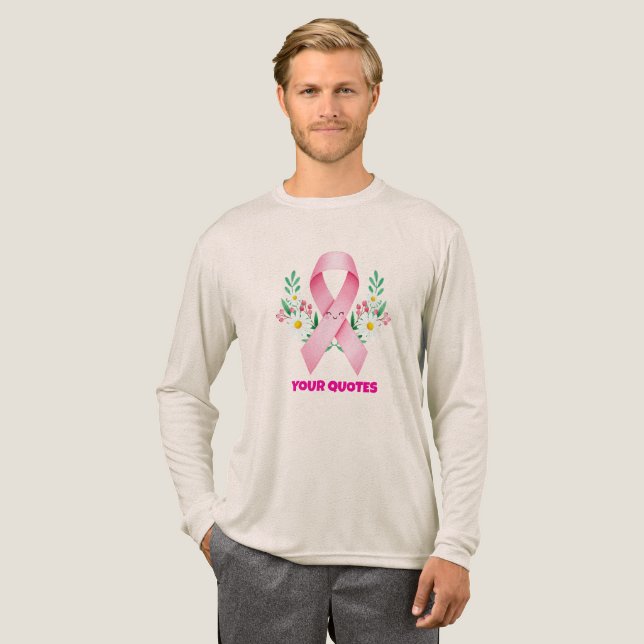 Glatt rosa bröstcancerband t shirt (Hel framsida)
