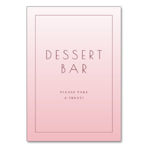 Glatt Rosa Minimalist Efterrätssbarskylt Bordsnummer