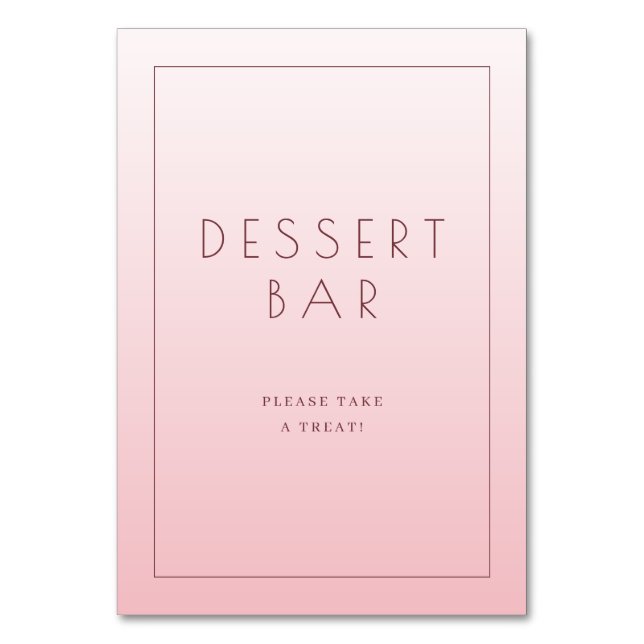 Glatt Rosa Minimalist Efterrätssbarskylt Bordsnummer (Framsidan)