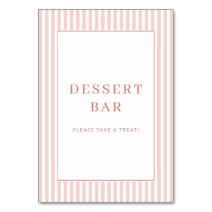 Glatt Rosa Minimalistisk Efterrätsskylt för Bar Bordsnummer