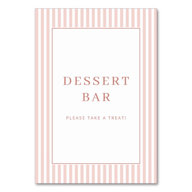 Glatt Rosa Minimalistisk Efterrätsskylt för Bar Bordsnummer (Framsidan)
