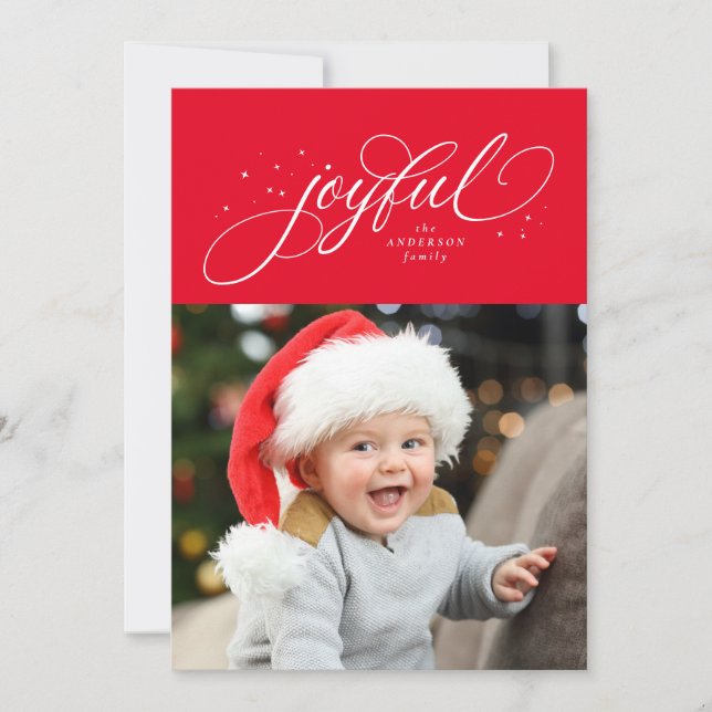 Glatt rött kort för julfoto (Framsida)