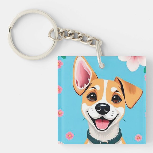 Glatt serietecknad hund omgiven av blommor (Framsidan)