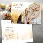 Glatt skript för chic Guld med kurvfoto Helg Vykort<br><div class="desc">Chic,  modern helgdag-design med elegant "Glatt" skript i guld övertoningsformat stil med unik kurvfotomall och diskret vinterlandskap i guld med vattenfärg i stil. Baksidan har kompletterande grafik och extra fält.</div>