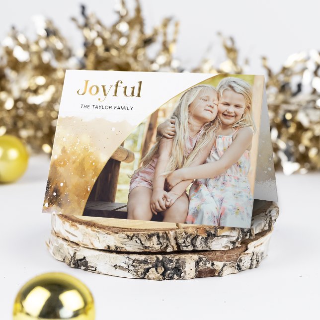 Glatt skript för chic Guld med kurvfoto Helgkort (Skapare uppladdad)