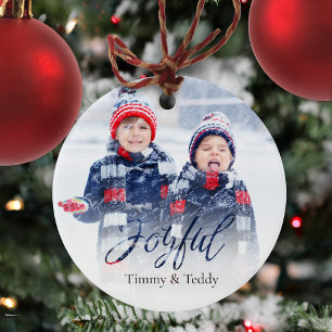Glatt skript för julfotopatrull - blåsnare snöflin julgransprydnad keramik