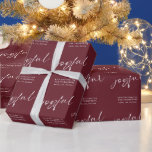 Glatt skript God jul Namn Burgundy Presentpapper<br><div class="desc">Glatt skript God jul Namn Burgundy. Anpassa enkelt till hälsning och namn. Glatt finns i ett modernt skript i en lekfull uppsättning i vitt som kan ändras till ett annat färg om du så önskar,  vilket kan hända färg genom att redigera ytterligare.</div>