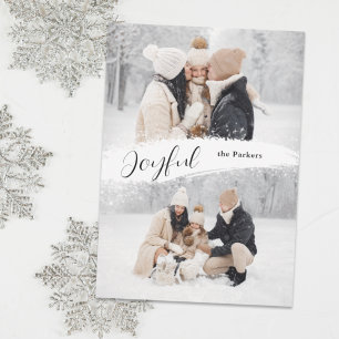 Glatt skript med Snowy Brushstroke 2-foto Julkort