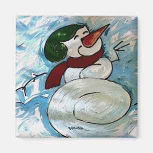Glatt Snögubbe Magnet