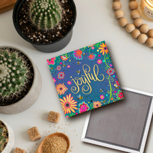 Glatt Söt Färgstarka Blommigtar Bes Inspiritivitet Magnet