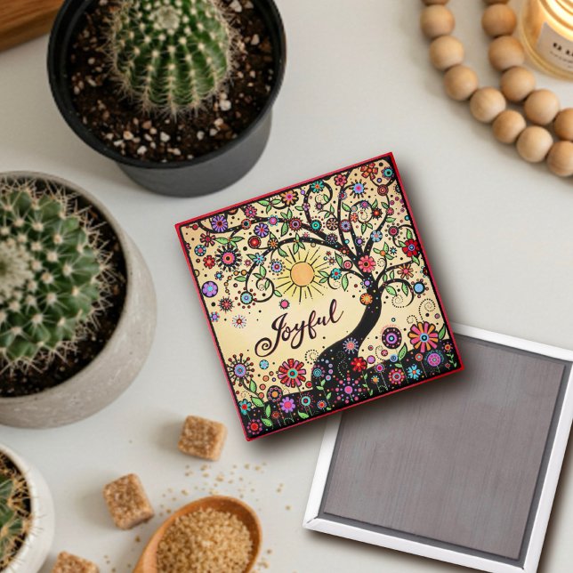 Glatt Söt Träd Colorful Blommigt Inspirief Magnet (Skapare uppladdad)