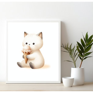 Glatt sött kattunge med iskon poster