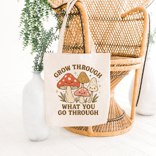 Glatt svamp och tillväxtcitat-totebag tygkasse