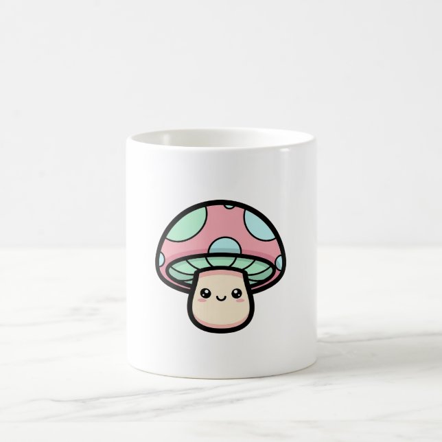 Glatt svamp – Söt Kawaii-illustration Kaffemugg (Center)