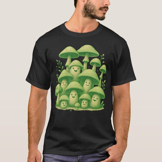 Glatt Svampgäng - Rolig Skogsdesign T Shirt (Framsida)