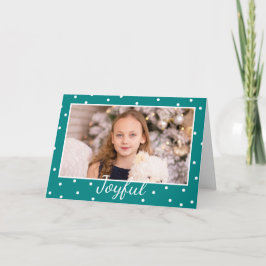 Glatt Teal Blue-Anpassningsbar Fotojul Helgkort