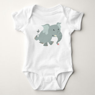 Glatt Tecknad Elephant Baby Apparel Tee