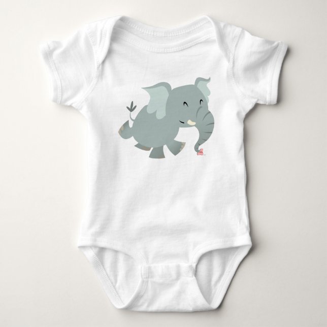 Glatt Tecknad Elephant Baby Apparel Tee (Framsida)