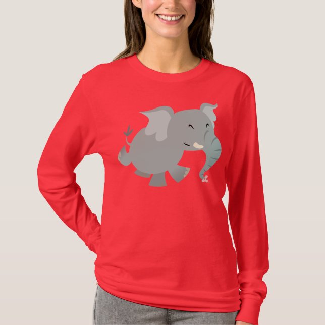 Glatt Tecknad Elephant Women T-shirt (Framsida)