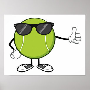 Glatt tennisboll med solglasögon poster