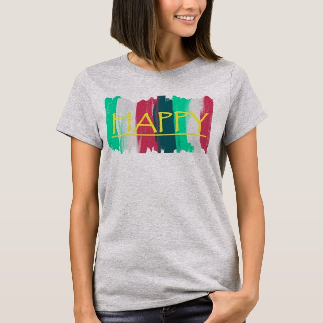 Glatt turkos rosa randig funky t-shirt (Framsida)