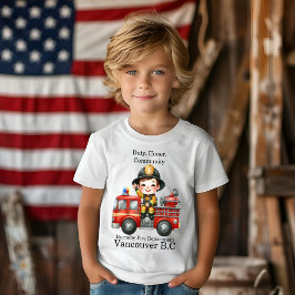 Glatt, ung brandman på röda lastbil t shirt
