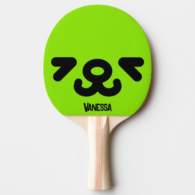 Glatt valp-ansikte Grönt med namn Pingisracket (Framsidan)